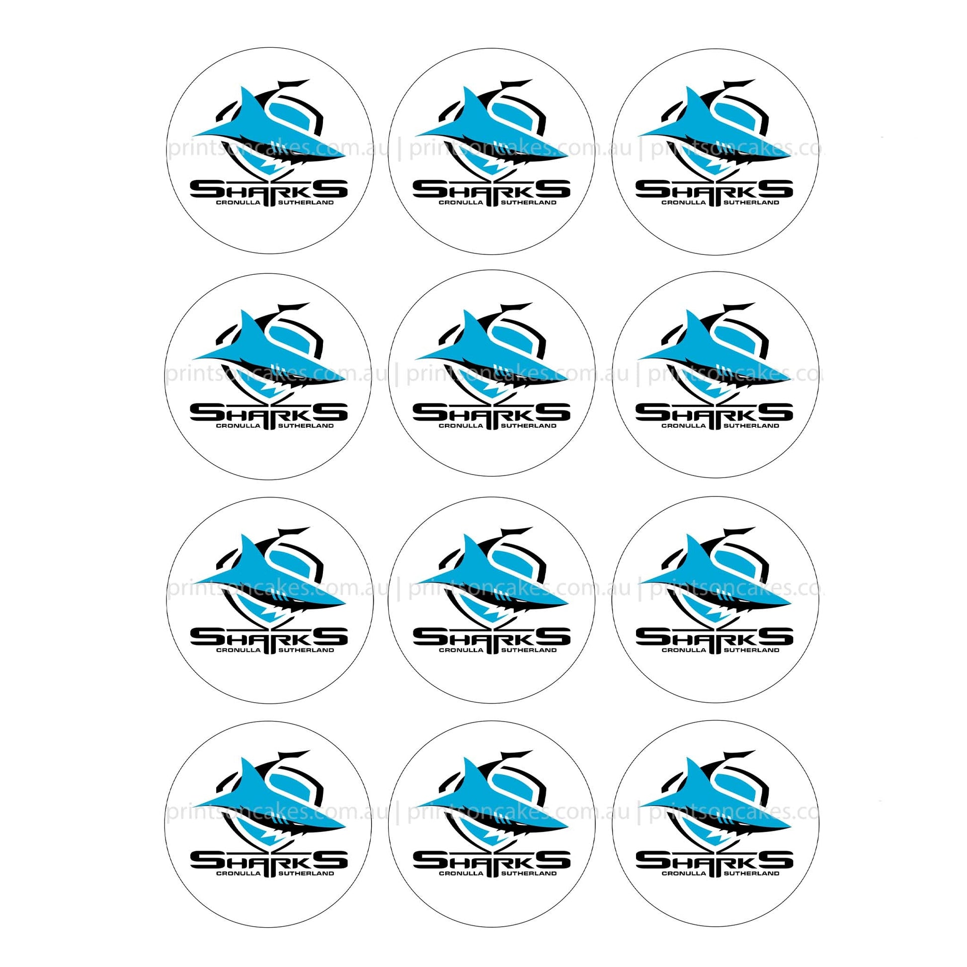 Cronulla - Sutherland Sharks NRL Club - Edible Icing Images - Prints On Cakes - Edible Image service provider