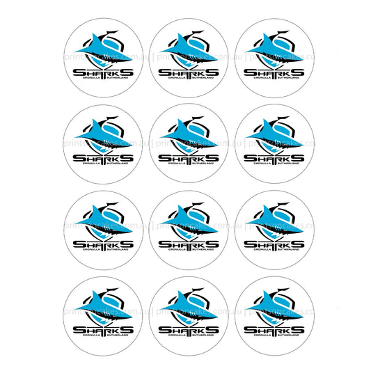 Cronulla - Sutherland Sharks NRL Club - Edible Icing Images - Prints On Cakes - Edible Image service provider