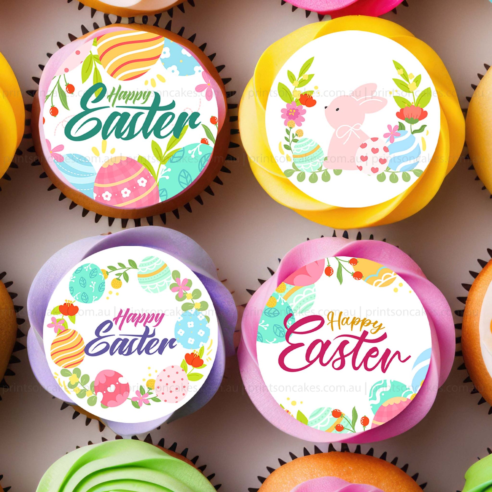 Cute Happy Easter - Edible Icing Images - printsoncakes - Edible Image service provider