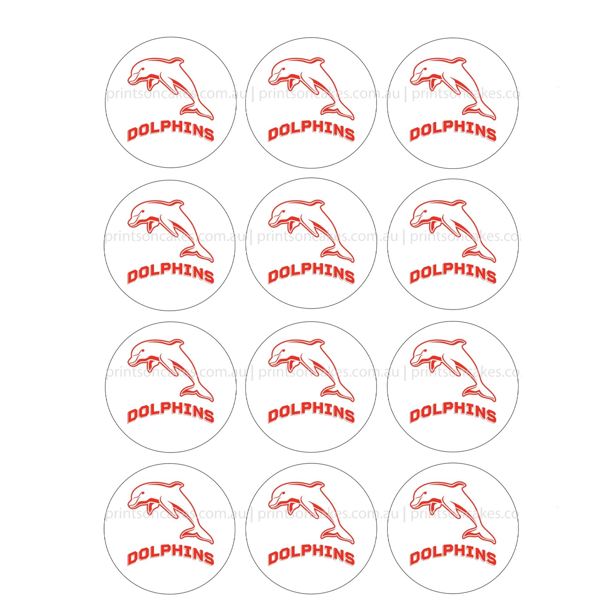 Dolphins NRL Club - Edible Icing Images - Prints On Cakes - Edible Image service provider