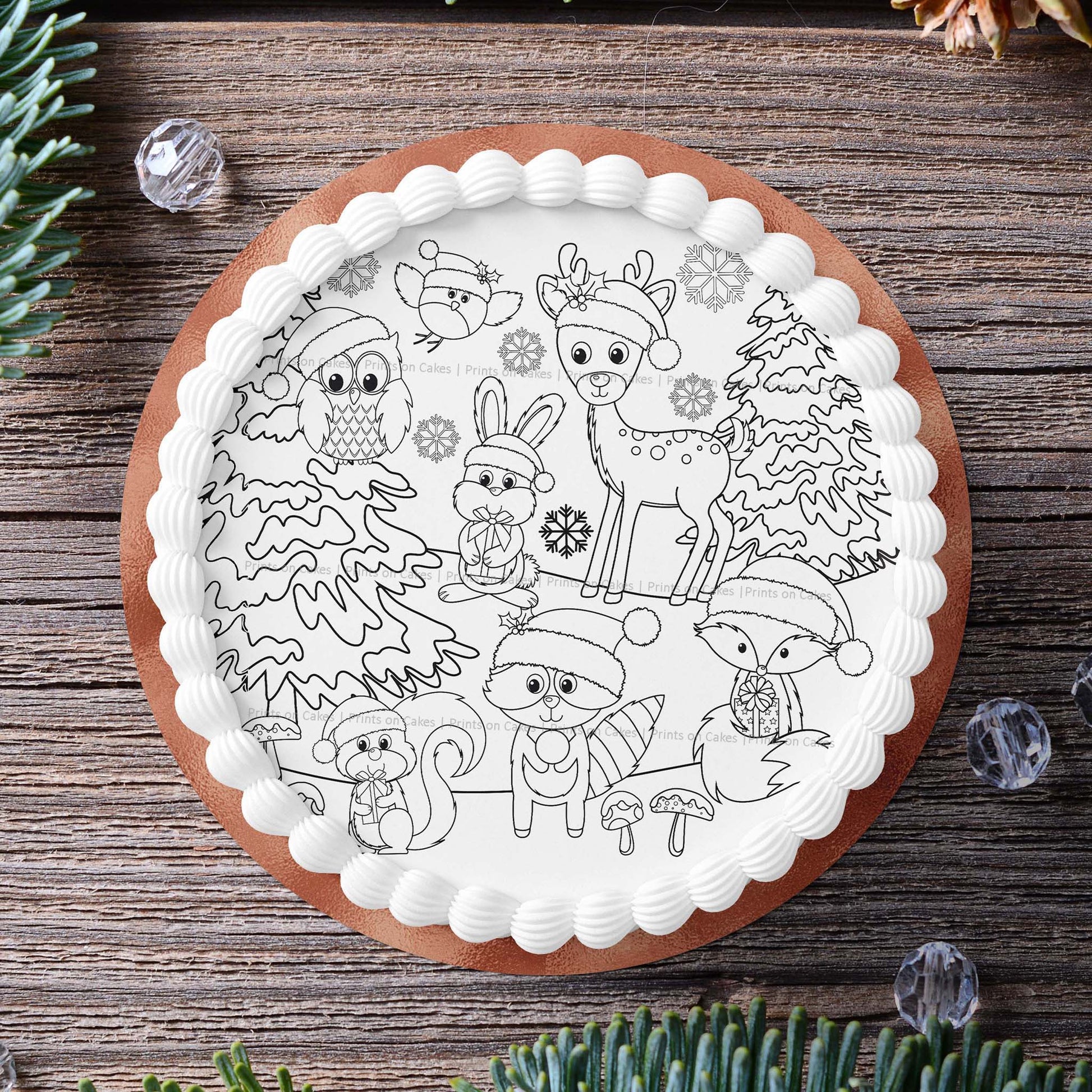 Edible Colouring Cake Kit - Christmas Woodland Animals - printsoncakes - Edible Image service provider