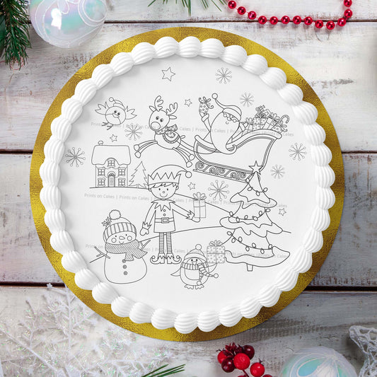 Edible Colouring Cake Kit - Santa & Friends - printsoncakes - Edible Image service provider