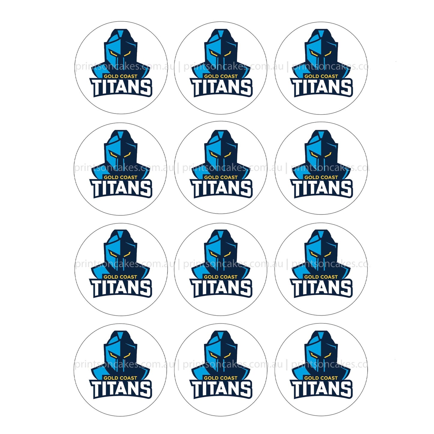 Gold Coast Titans NRL Club - Edible Icing Images - Prints On Cakes - Edible Image service provider