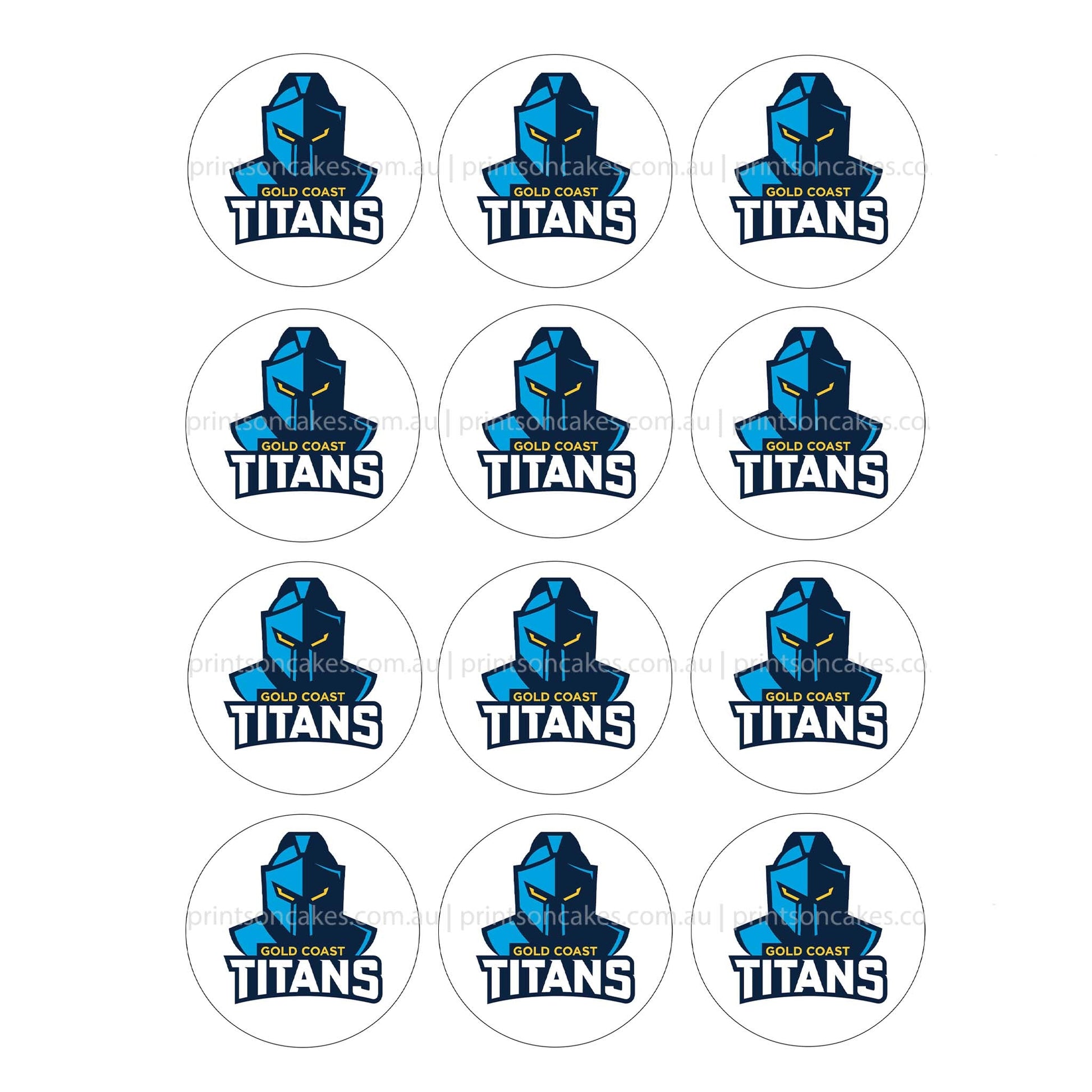 Gold Coast Titans NRL Club - Edible Icing Images - Prints On Cakes - Edible Image service provider
