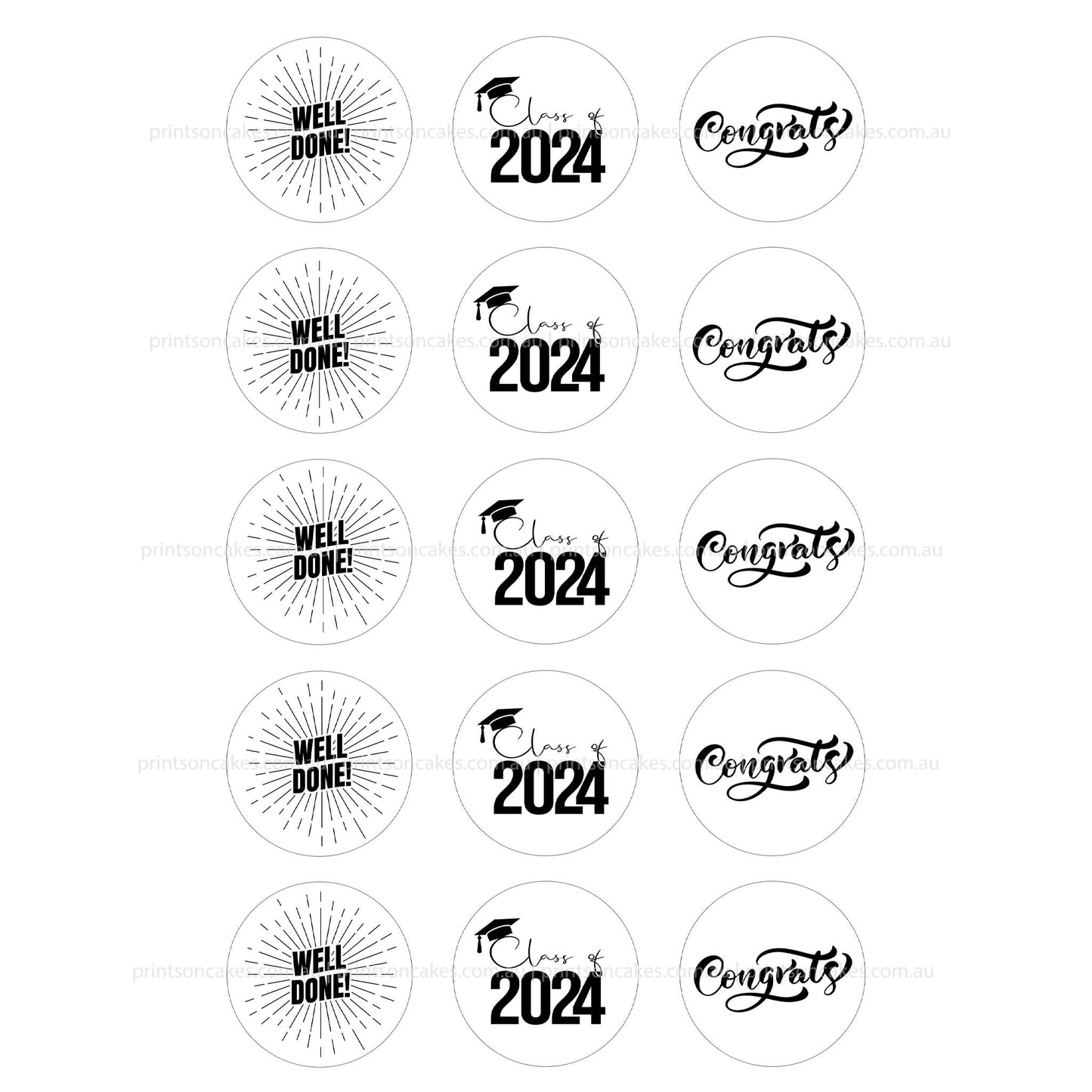 Graduation 2024 - Pre - cut Edible Icing Images - printsoncakes - Edible Image service provider