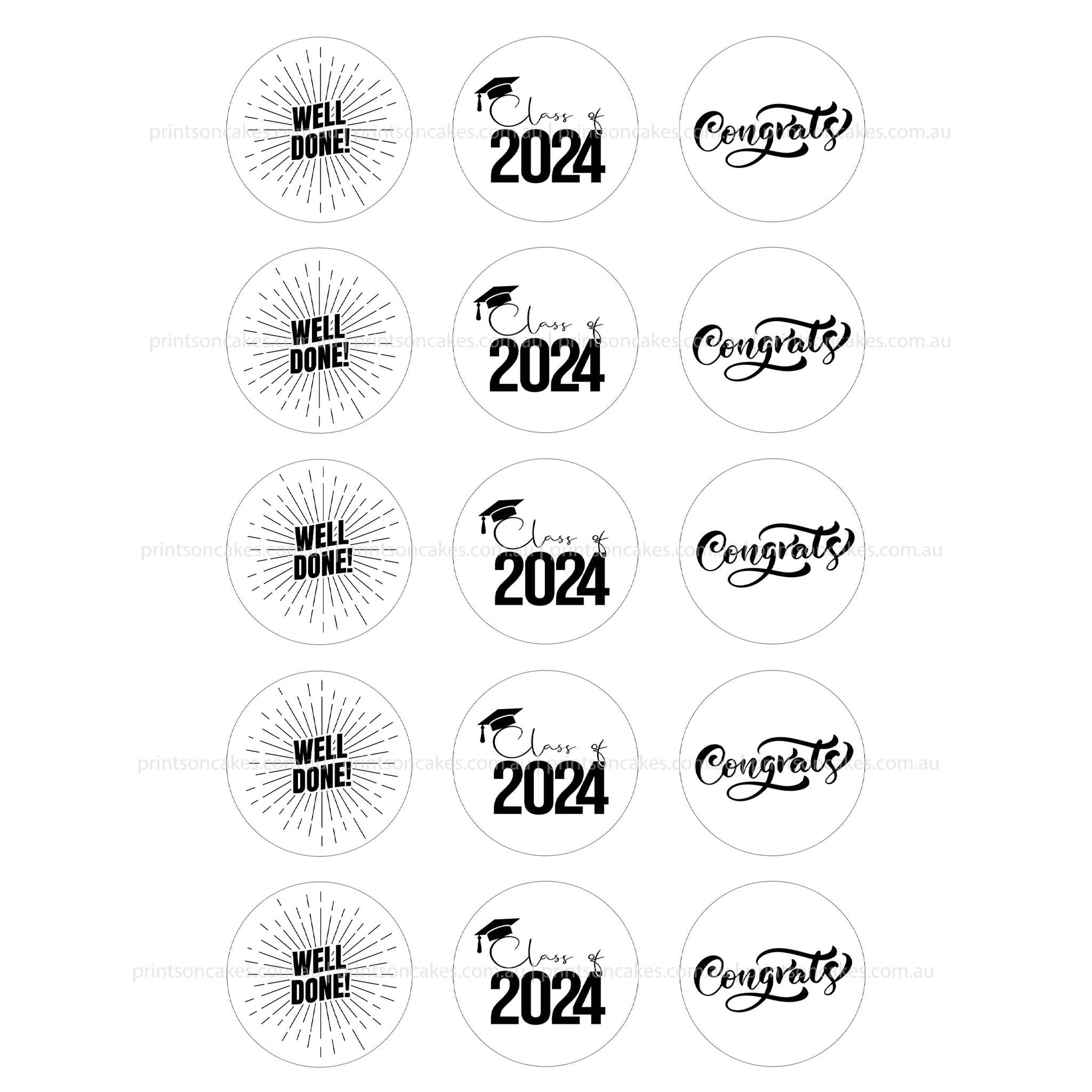 Graduation 2024 - Pre - cut Edible Icing Images - printsoncakes - Edible Image service provider