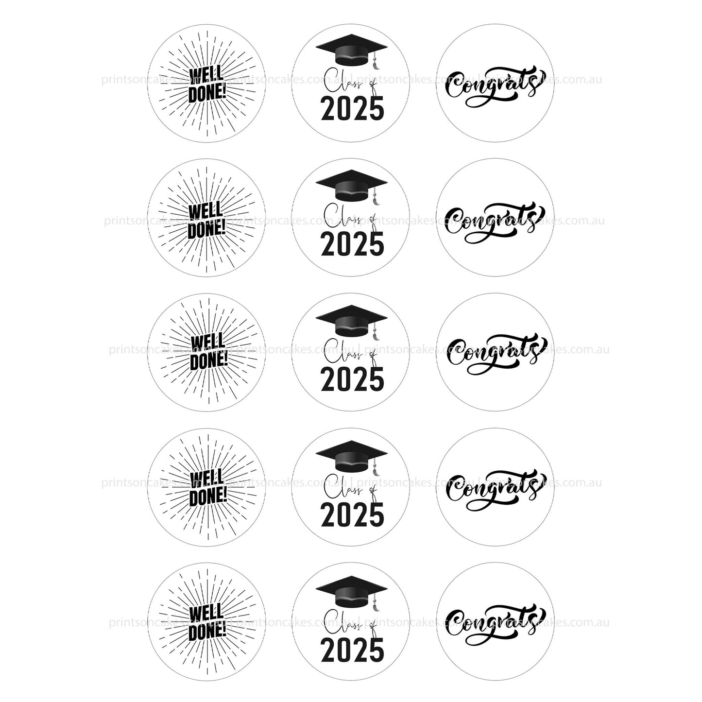 Graduation 2025 - Pre - cut Edible Icing Images - Prints On Cakes - Edible Image service provider