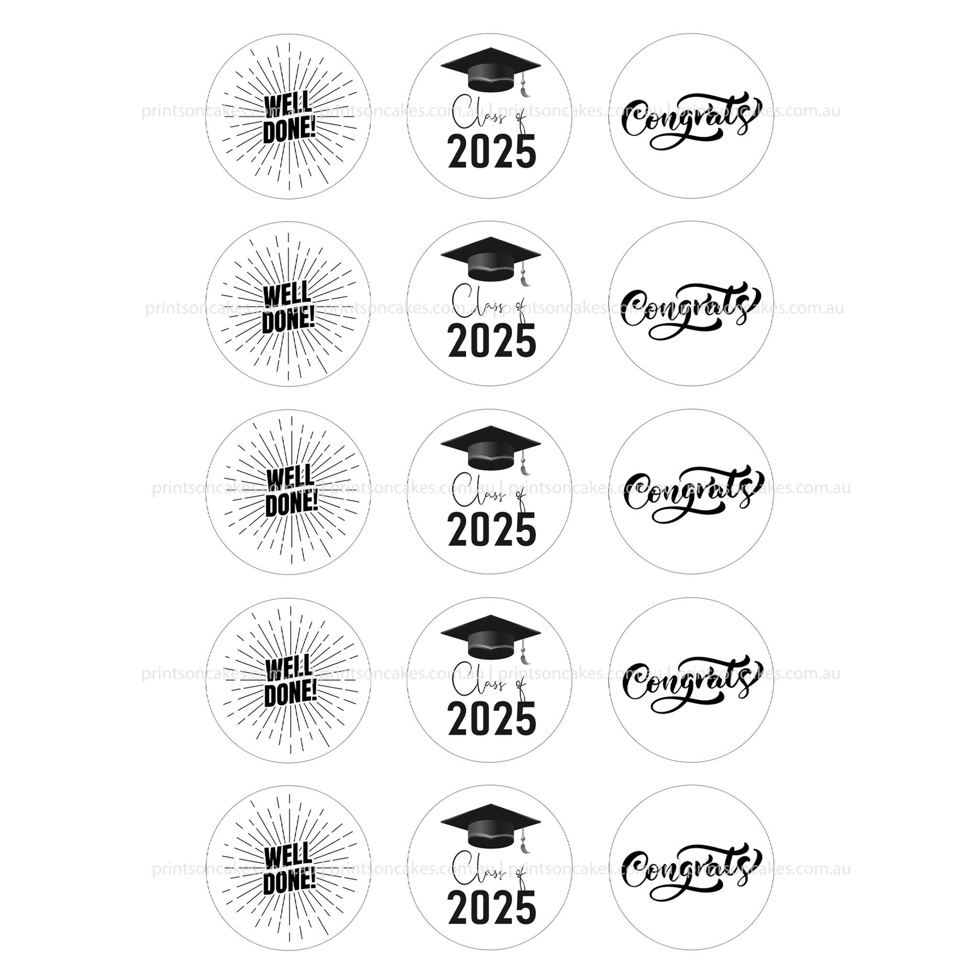 Graduation 2025 - Pre - cut Edible Icing Images - Prints On Cakes - Edible Image service provider