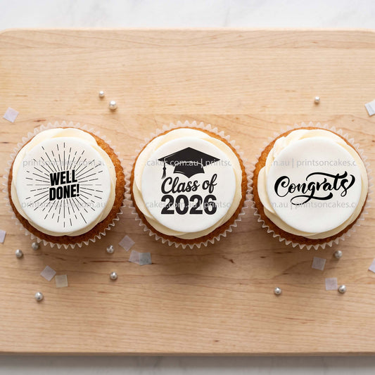 Graduation 2026 - Pre-cut Edible Icing Images - Prints On Cakes - Edible Image service provider
