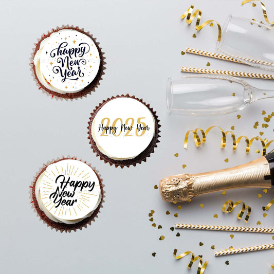 Happy New Year 2025 - Edible Icing Images - printsoncakes - Edible Image service provider