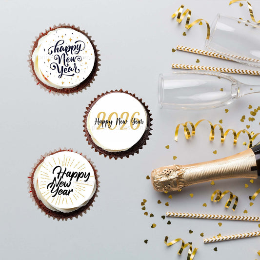 Happy New Year 2026 - Edible Icing Images - Prints On Cakes - Edible Image service provider