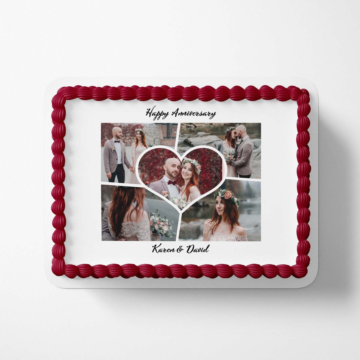 Heart Frame Photo Collage - Custom Edible Icing Images - printsoncakes - Edible Image service provider