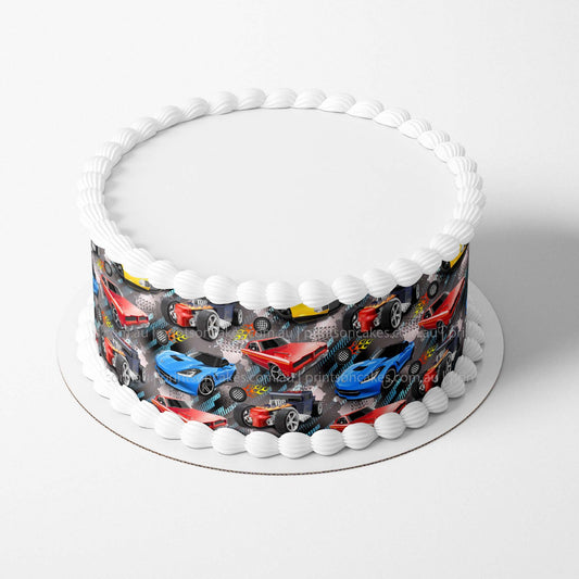 Hot Wheels Cars Inspired - Edible Icing Cake Wrap - printsoncakes - Edible Image service provider