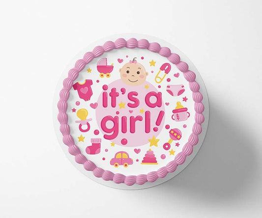 It's a Girl - Edible Icing Toppers - printsoncakes - Edible Image service provider