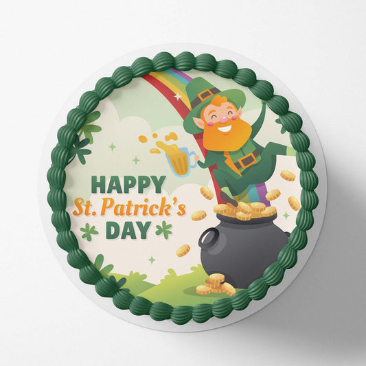 Leprechaun with a rainbow - Edible Icing Toppers - printsoncakes - Edible Image service provider