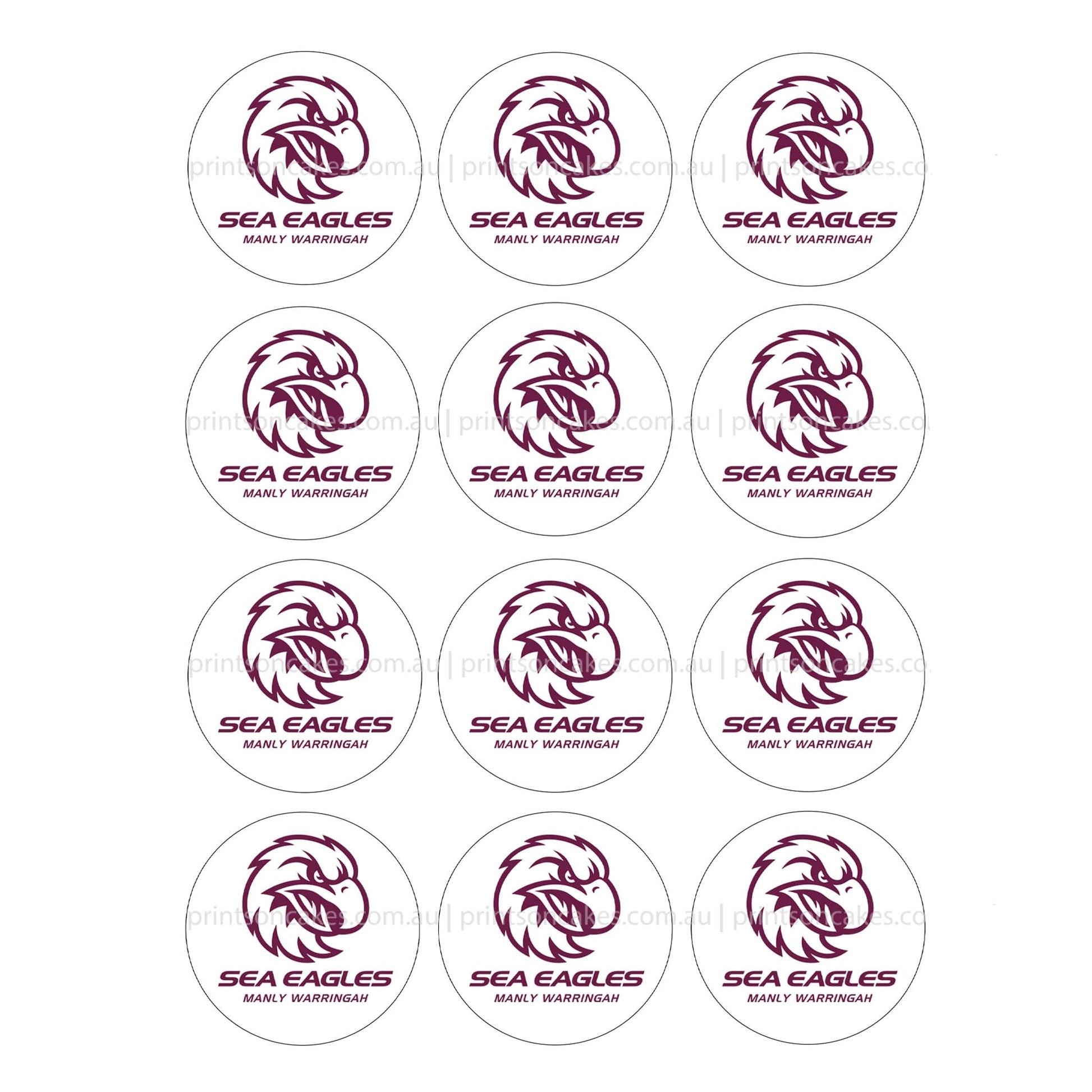 Manly Warringah Sea Eagles NRL Club - Edible Icing Images - Prints On Cakes - Edible Image service provider