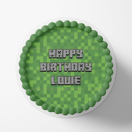 Minecraft inspired Green - Edible Icing Toppers - Prints On Cakes - Edible Image service provider