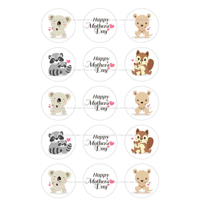 Mother's Day Cute Animals Set - Edible Icing Images - printsoncakes - Edible Image service provider