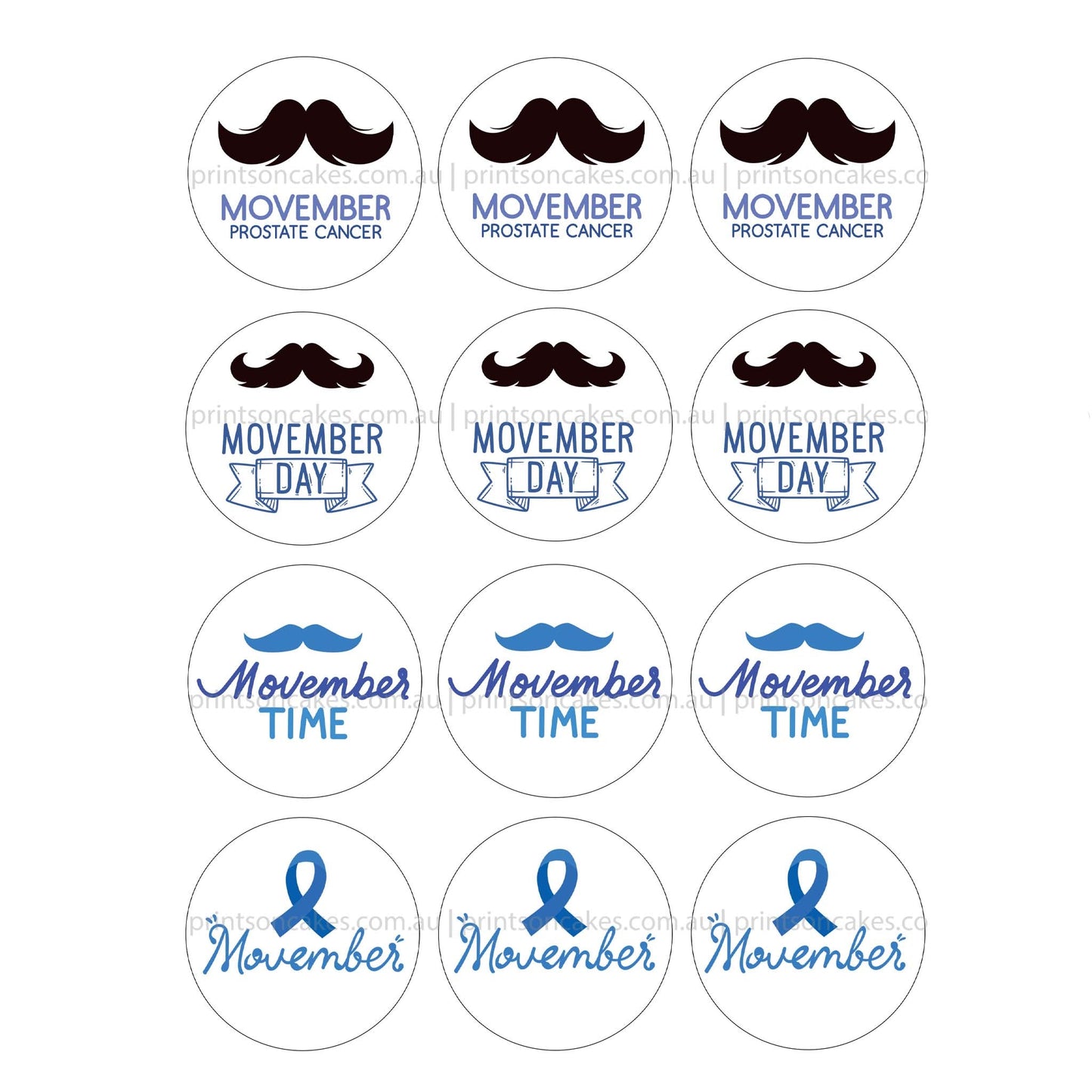 Movember Day - Edible Icing Images - Pre - cut - Prints On Cakes - Edible Image service provider