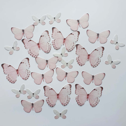 Pastel Pink Edible Wafer Butterflies - Mix sizes - 24pcs - printsoncakes - Edible Image service provider