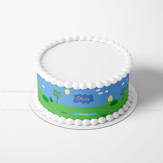 Peppa Pig Inspired - Edible Icing Cake Wrap - printsoncakes - Edible Image service provider