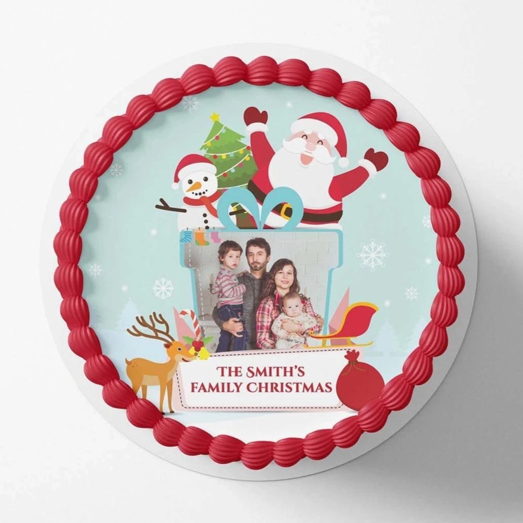 Personalised Christmas Photo Frame - Custom Edible Icing Images - printsoncakes - Edible Image service provider