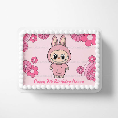 Pink Labubu Monster - Edible Icing Toppers - Prints On Cakes - Edible Image service provider