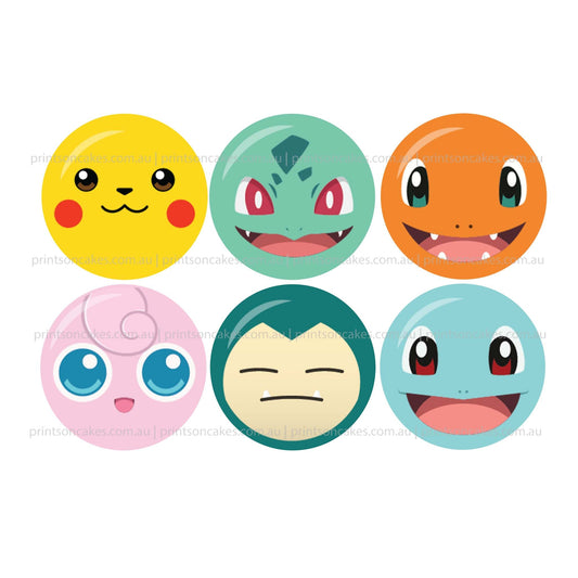 Pokémon Faces – Edible Icing Images - printsoncakes - Edible Image service provider