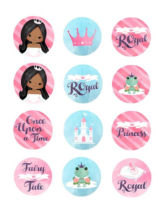 Princess - 5cm (2 inch) Cupcake Edible Icing Sheet – 15 Images Per Sheet - printsoncakes - Edible Image service provider