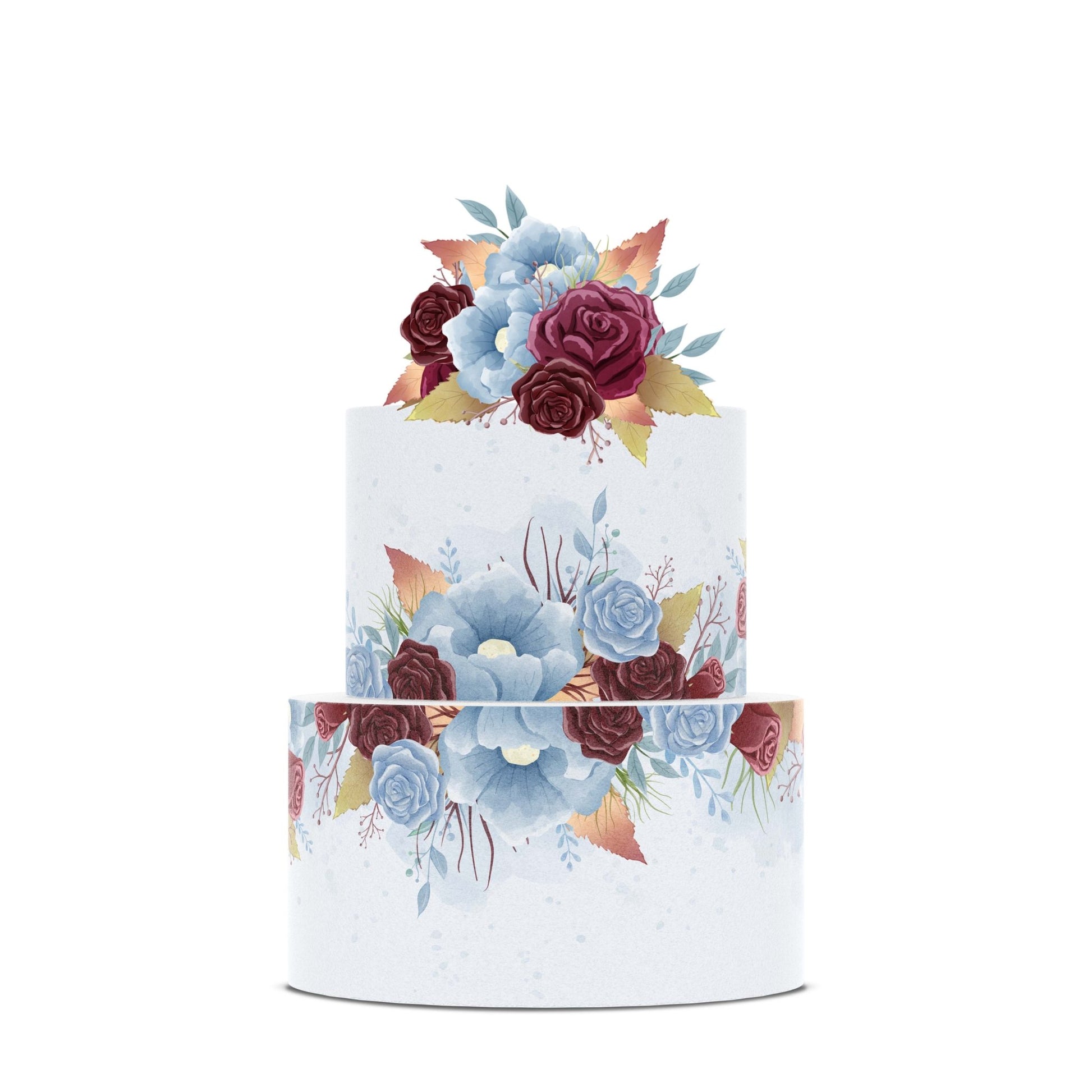 Roses and Wild Leaves - Icing Cake Wrap - printsoncakes - Edible Image service provider