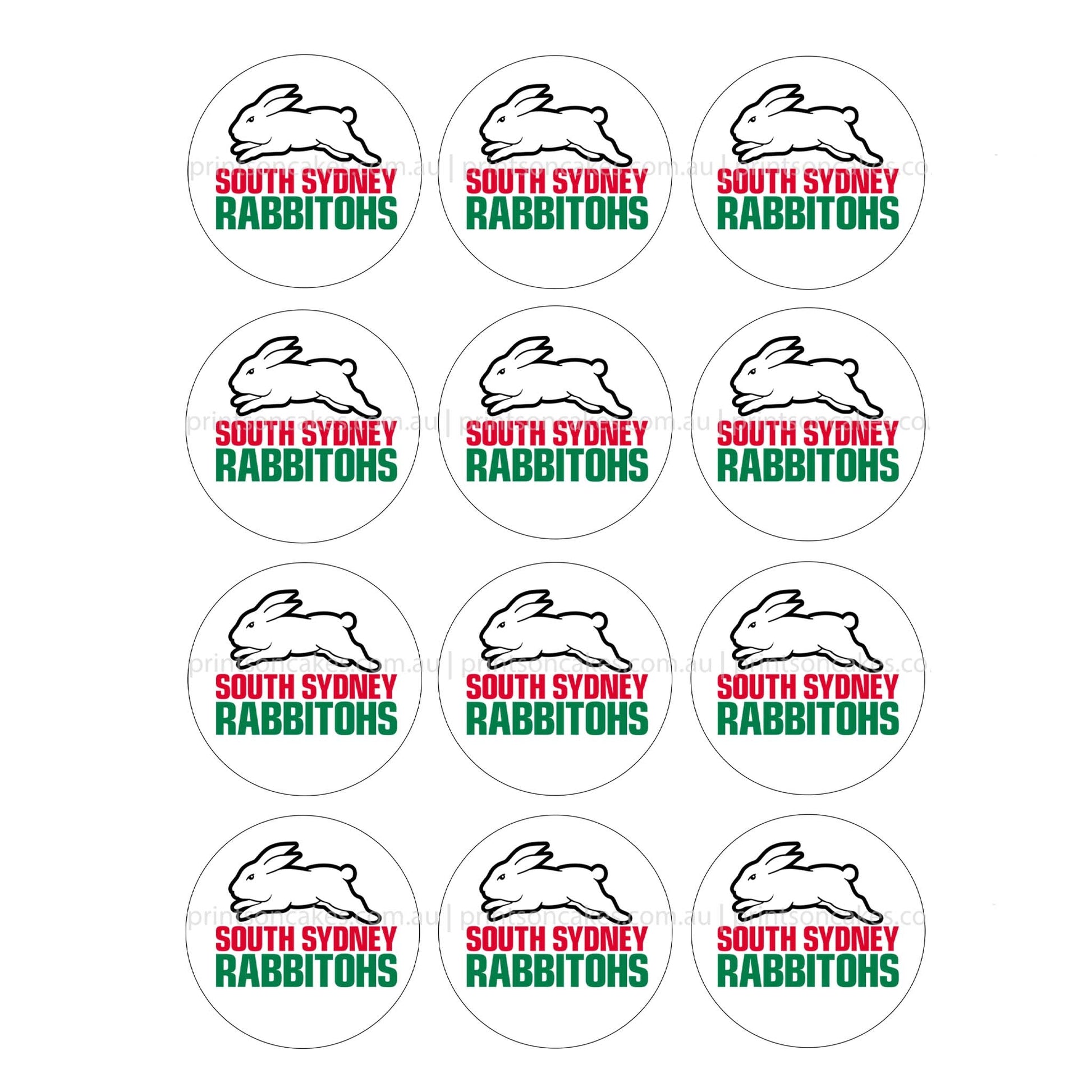South Sydney Rabbitohs NRL Club - Edible Icing Images - Prints On Cakes - Edible Image service provider