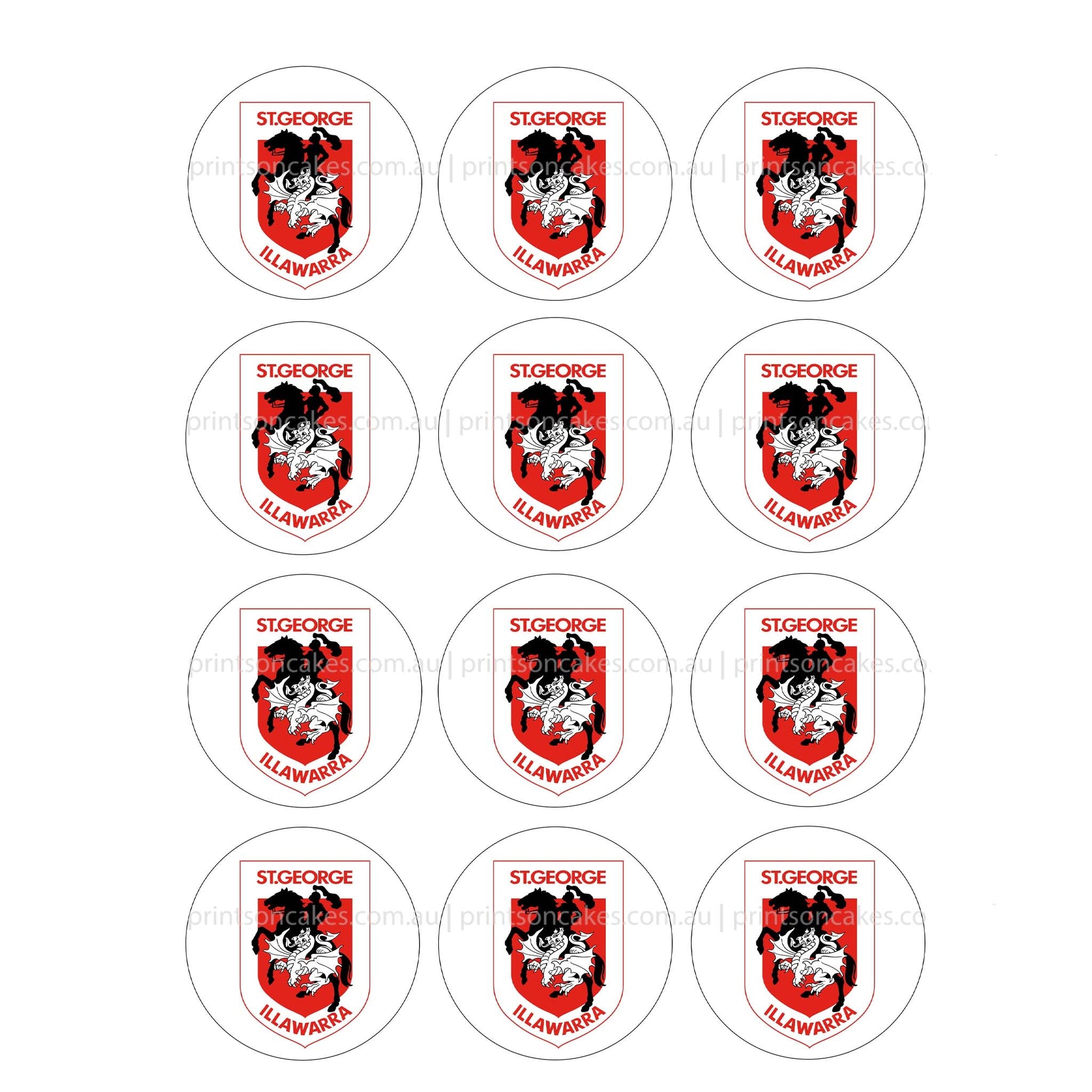 St. George Illawarra Dragons NRL Club - Edible Icing Images - Prints On Cakes - Edible Image service provider