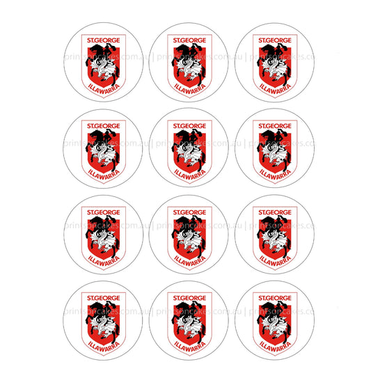 St. George Illawarra Dragons NRL Club - Edible Icing Images - Prints On Cakes - Edible Image service provider