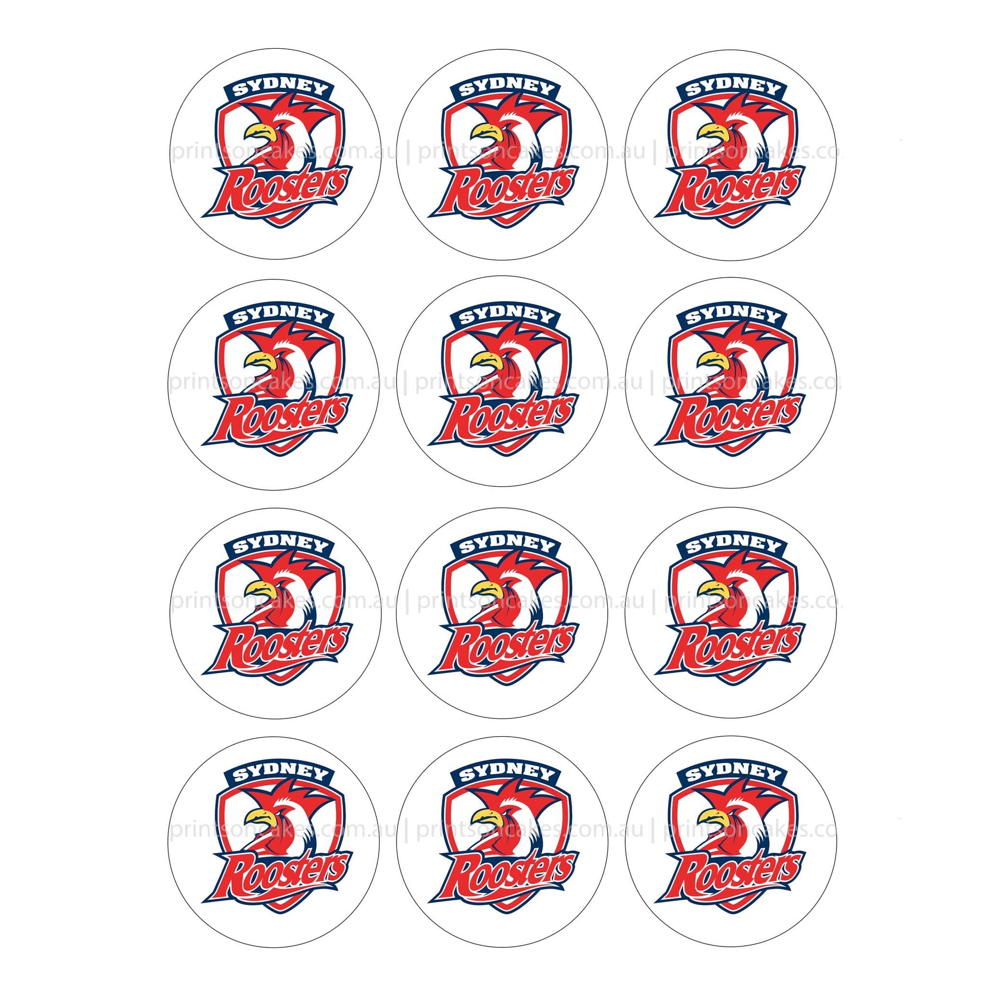 Sydney Roosters NRL Club - Edible Icing Images - Prints On Cakes - Edible Image service provider