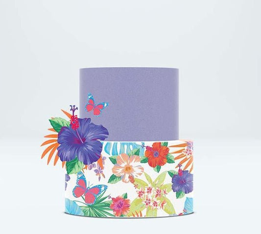 Tropical Flowers and Butterflies – Edible Icing Cake Wrap - printsoncakes - Edible Image service provider