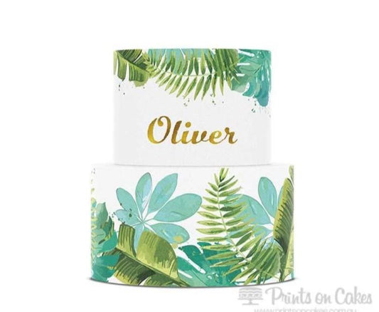 Tropical Leaves - Edible Icing Cake Wrap - printsoncakes - Edible Image service provider