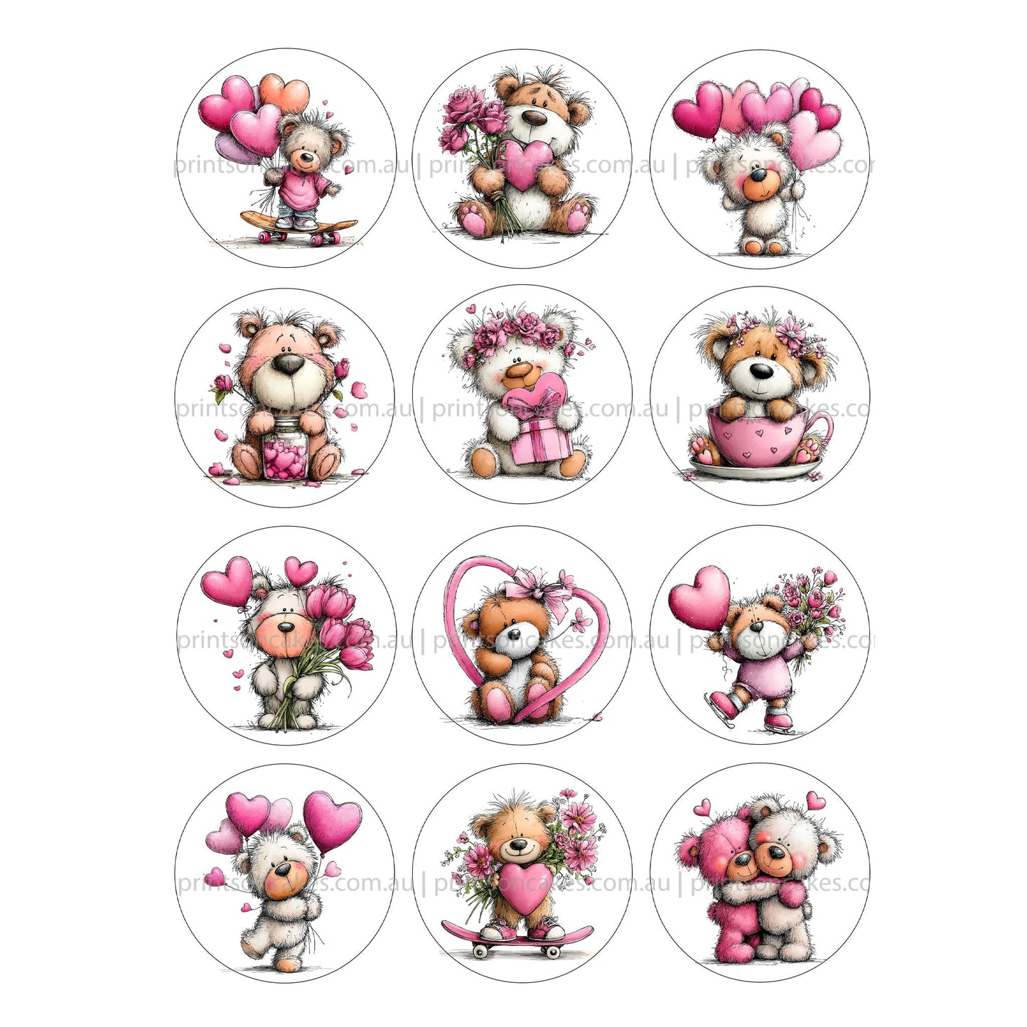 Valentine's Day Bears – Edible Icing Images - Prints On Cakes - Edible Image service provider