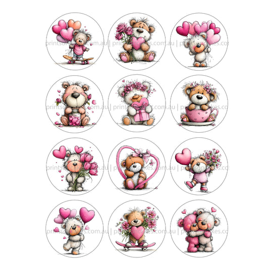 Valentine's Day Bears – Edible Icing Images - Prints On Cakes - Edible Image service provider