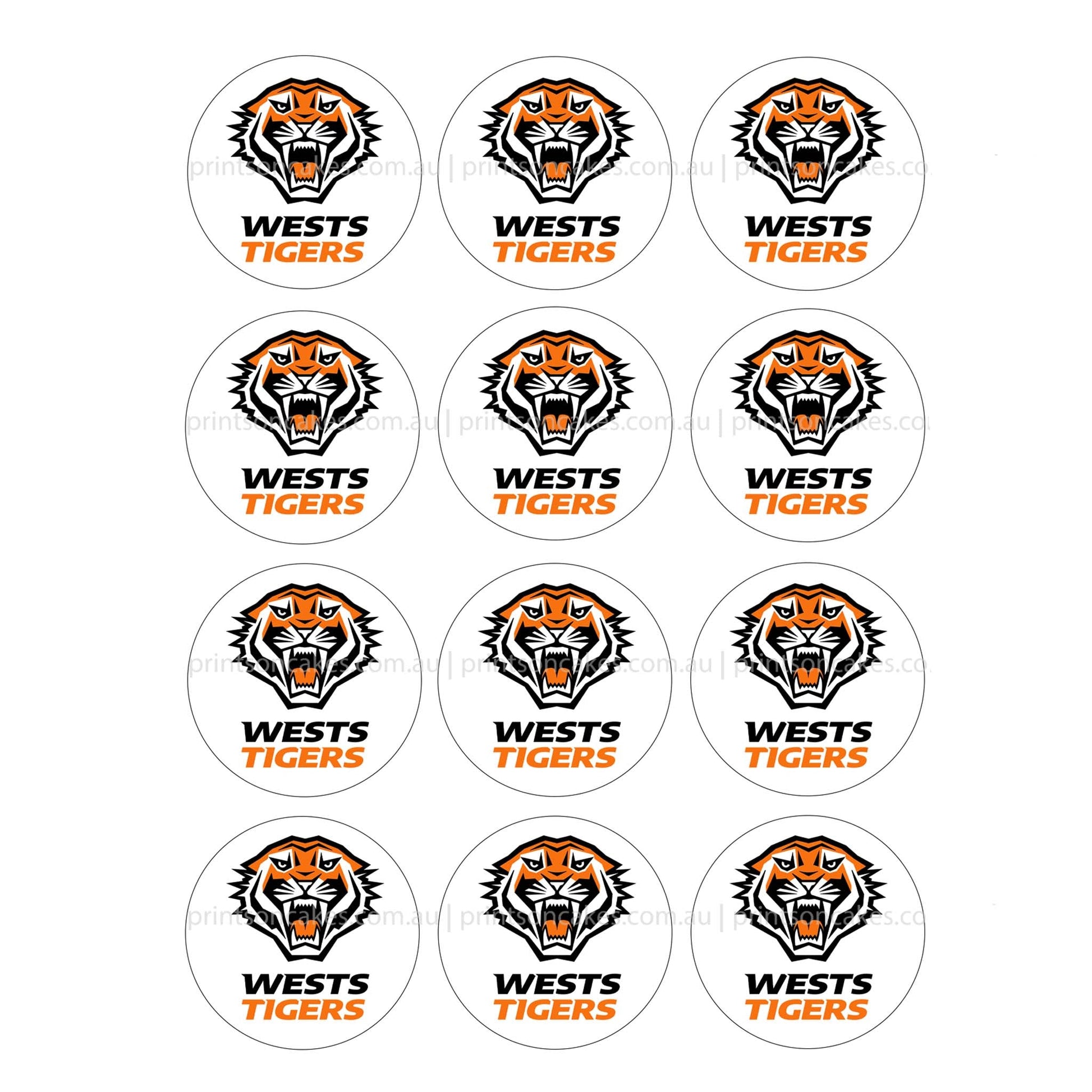 Wests Tigers NRL Club - Edible Icing Images - Prints On Cakes - Edible Image service provider