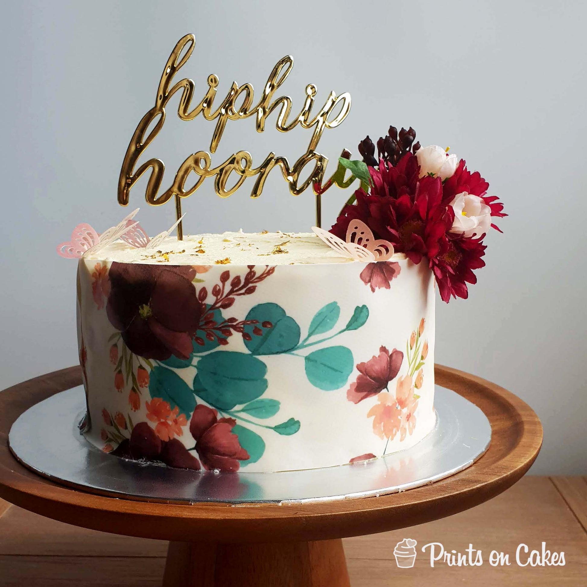 Watercolour Floral - Icing Cake Wrap Edible Cake Topper, Edible Cake Image, ,printsoncakes