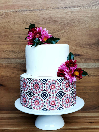 Burgundy Tiles – Icing Cake Wrap Edible Cake Topper, Edible Cake Image, ,printsoncakes