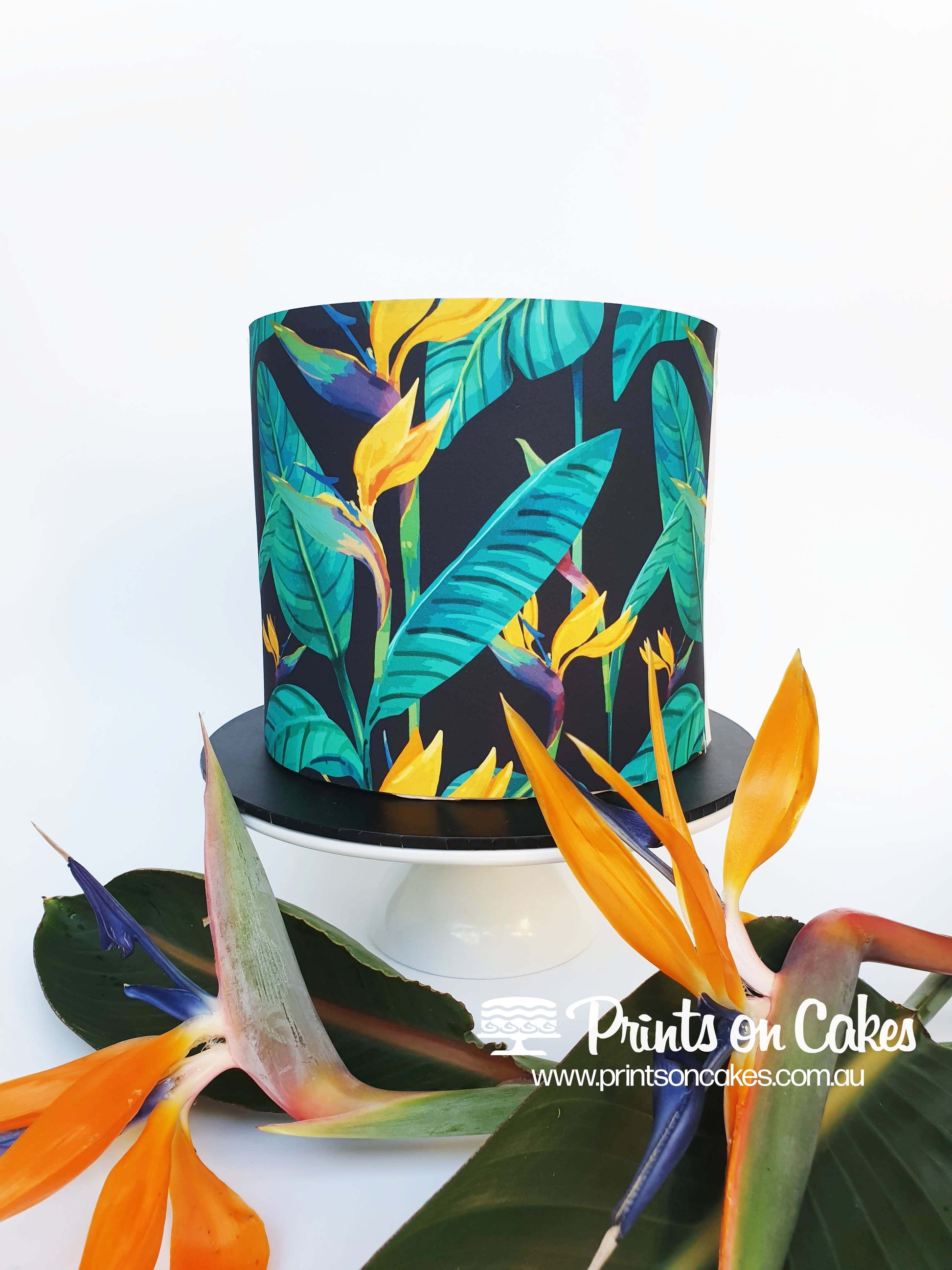 Tropical Bird of Paradise  - Icing Cake Wrap Edible Cake Topper, Edible Cake Image, ,printsoncakes