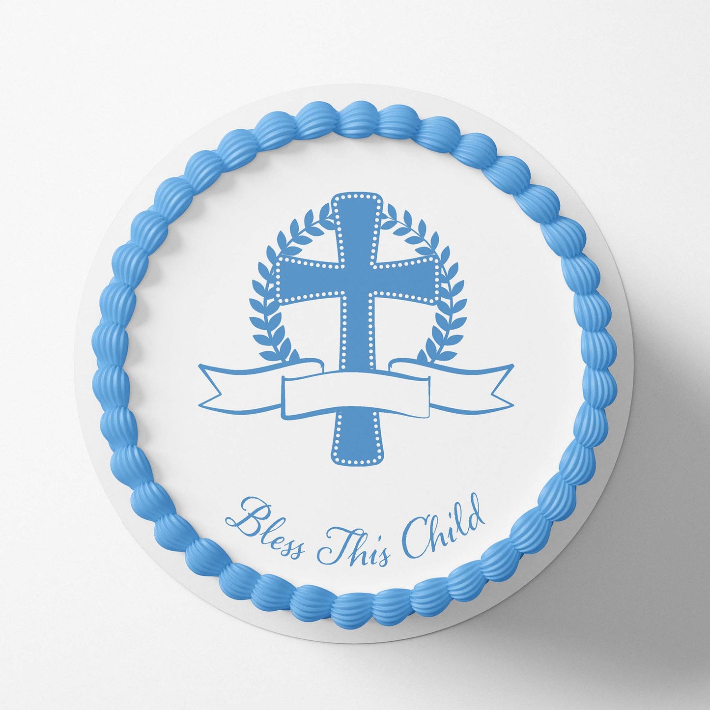 Bless This Child Blue - Edible Icing Image Edible Cake Topper, Edible Cake Image, ,printsoncakes