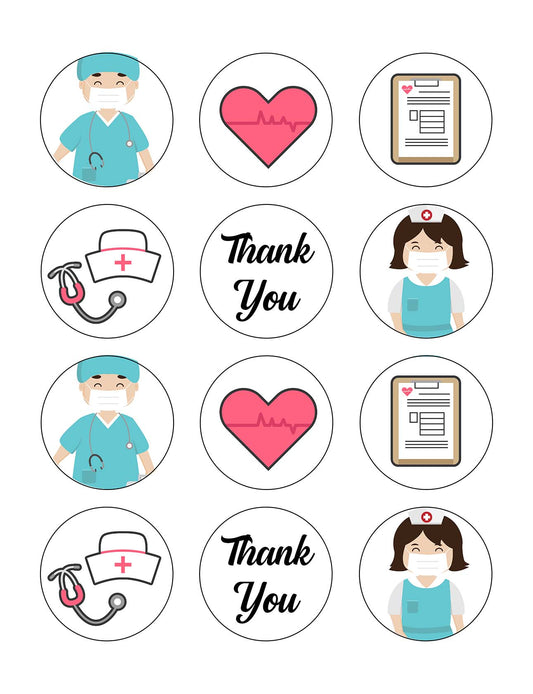 Doctors and Nurses – 5cm (2 inch) Cupcake Icing Sheet – 15 Toppers Per Sheet Edible Cake Topper, Edible Cake Image, ,printsoncakes