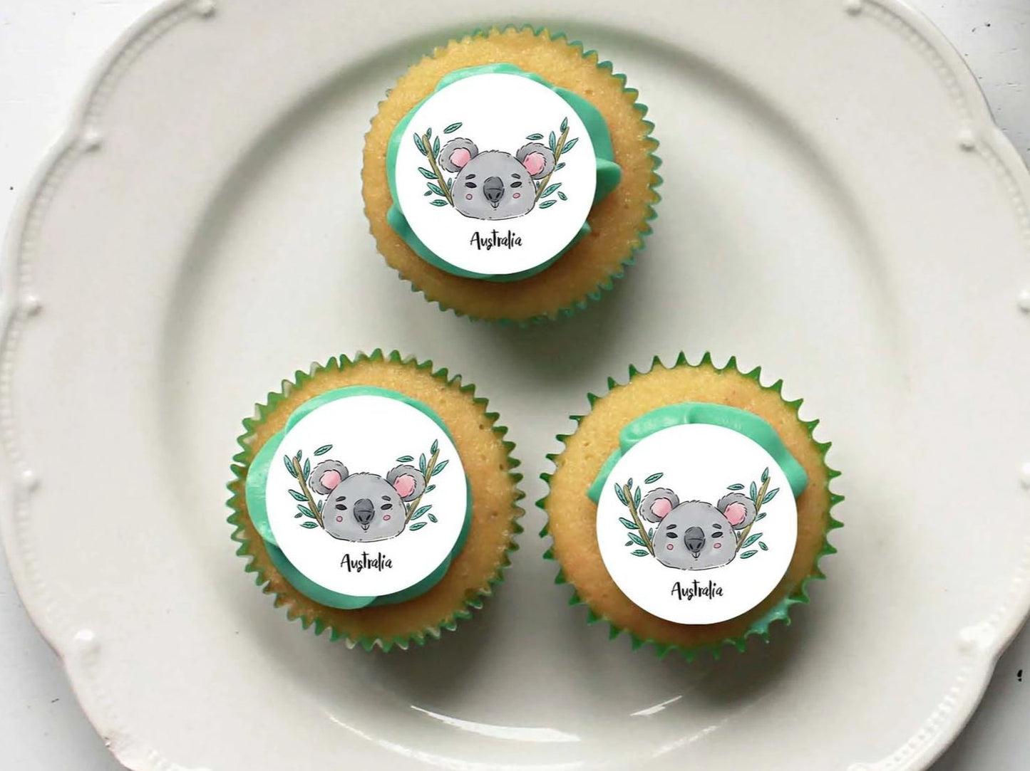 Cute Koala – 5cm (2 inch) Cupcake Edible Image Sheet – 12 Per Sheet Edible Cake Topper, Edible Cake Image, ,printsoncakes