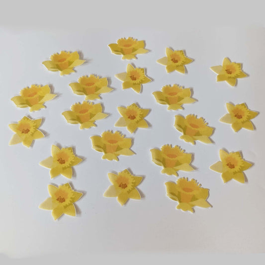 These 20 delicately crafted daffodil-shaped wafer flowers will take any cake or dessert to the next level.  Ideal for Cancer Council fundraising activities or any special occasions!  The pack contains 20 Daffodil Wafer Flowers, precut and ready to use.  Each flower is approximately 1.8 inches (4.5cm).