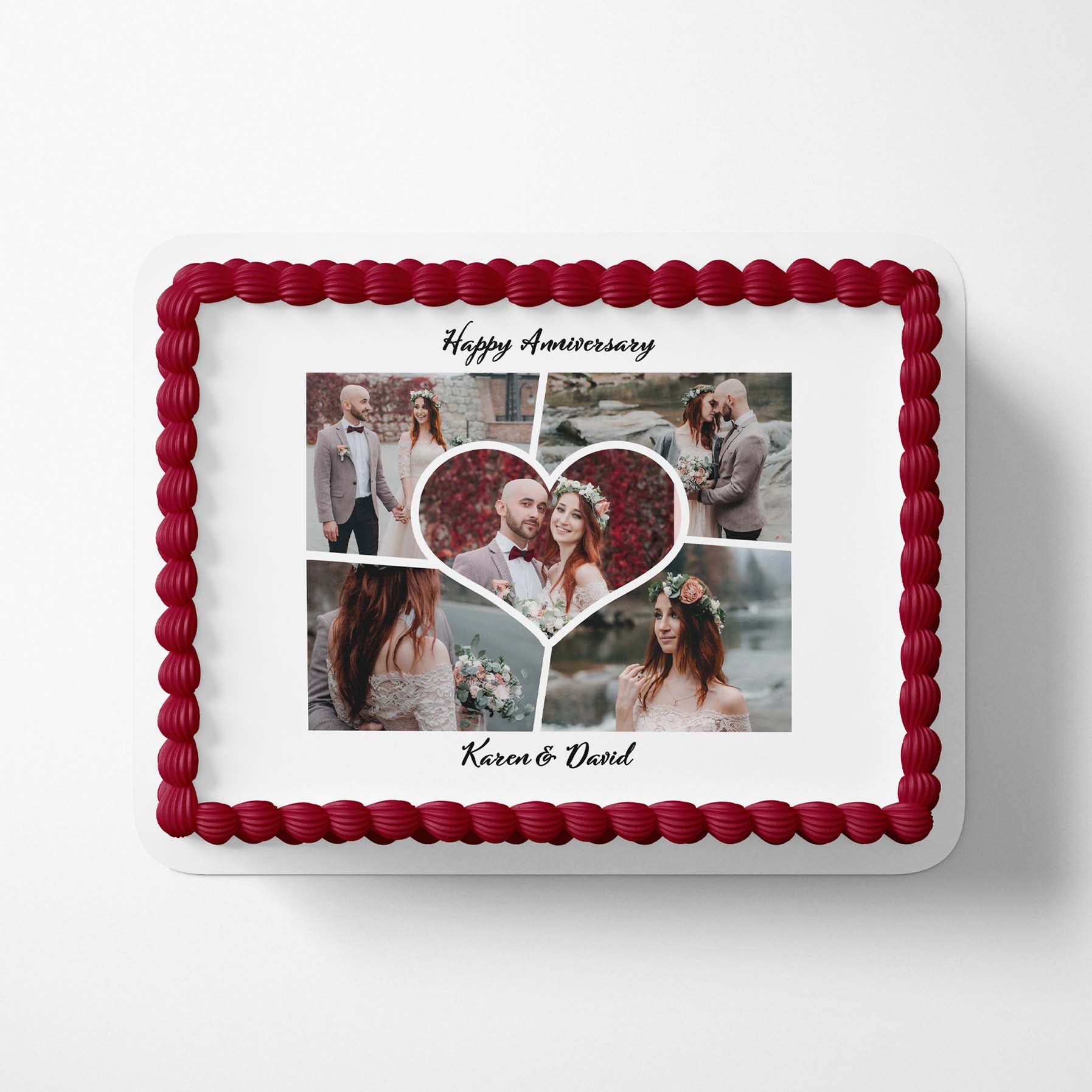 Heart Frame Photo Collage cake edible image prints on cakes