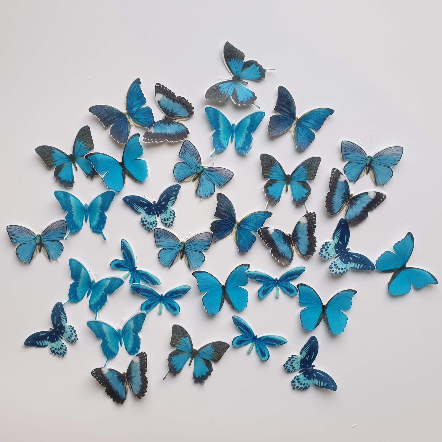 Blue Edible Wafer Butterflies - Medium - 32pcs Edible Cake Topper, Edible Cake Image, ,printsoncakes