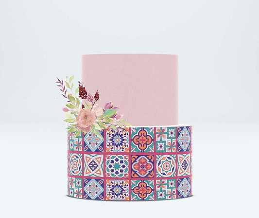 Pink Tiles - Icing Cake Wrap Edible Cake Topper, Edible Cake Image, ,printsoncakes