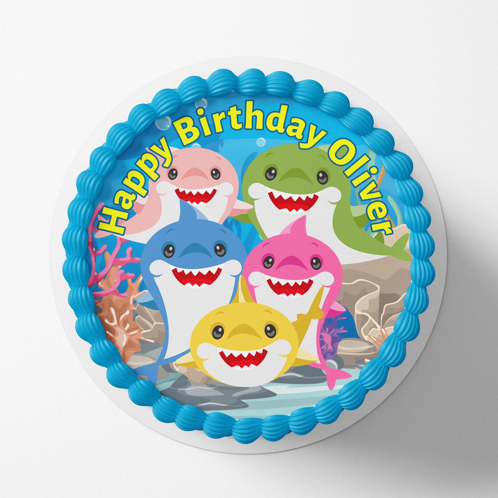 Shark Family - Edible Icing Toppers Edible Cake Topper, Edible Cake Image, ,printsoncakes